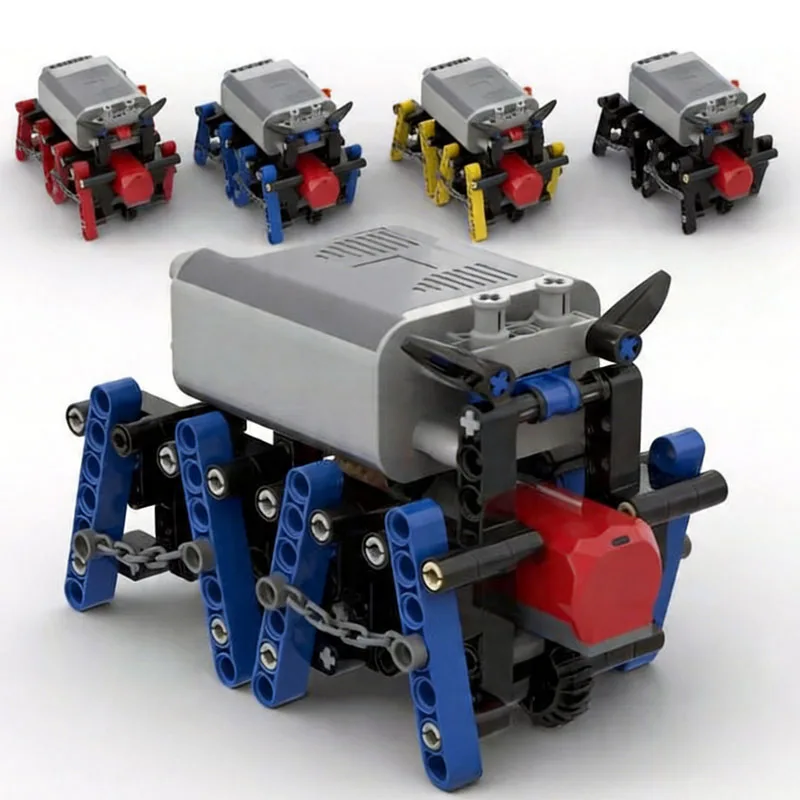 

НОВЫЕ Технические электрические строительные блоки MOC: 8-ногий шагающий робот на радиоуправлении, модель всенаправленного робота, конструктор DIY, развивающая игрушка для детей