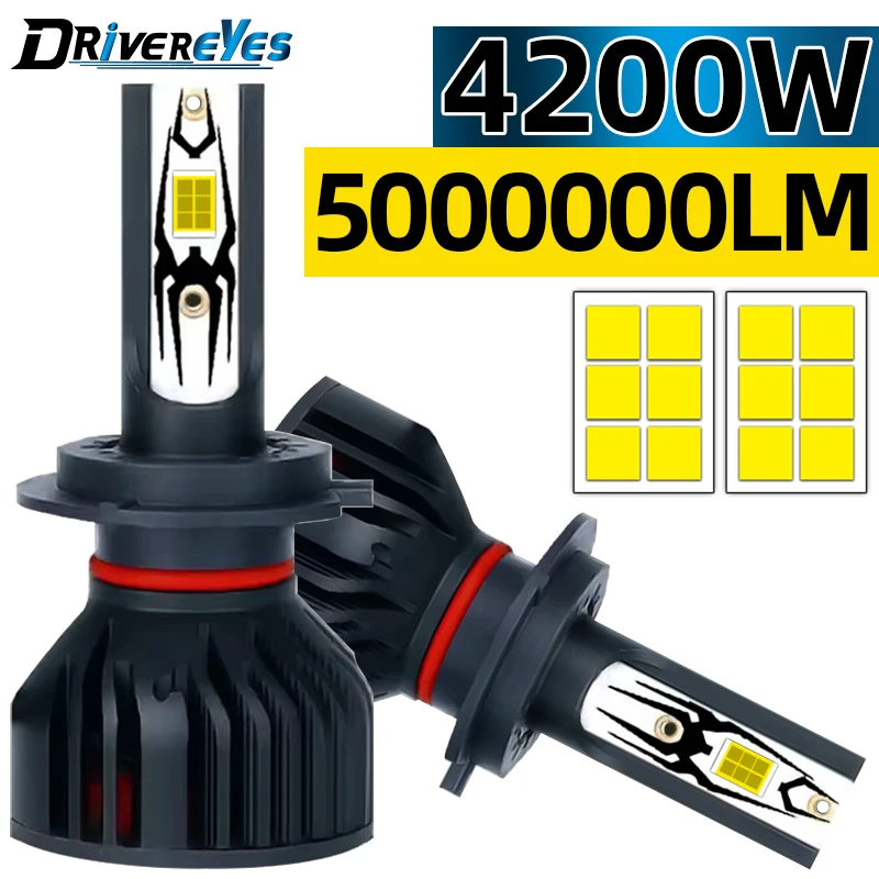 

4200W 5000000LM H4 Светодиодные автомобильные фары CANbus H7 H1 H11 H8 9005 9006 HB3 HB4 H9 9012 HIR2 6000K CSP CHIP 1:1 Мини 12V Противотуманные фары