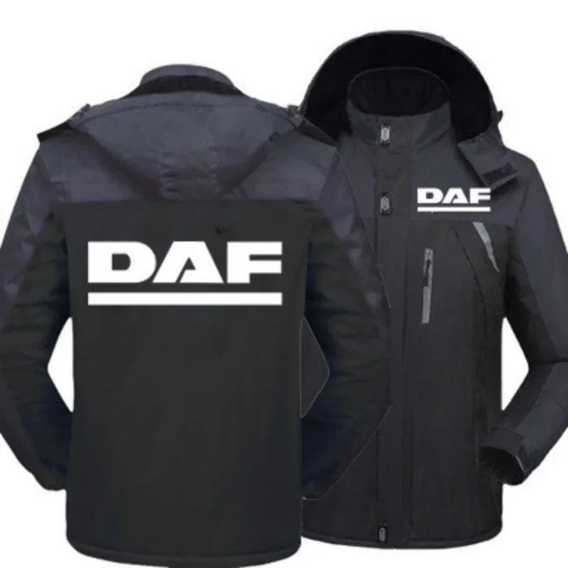 

2023New Winter Fashion Men's DAF Truck Logo Fleece Waterproof Jackets Thicken Hoodies Zipper Warm High Quality Outwear