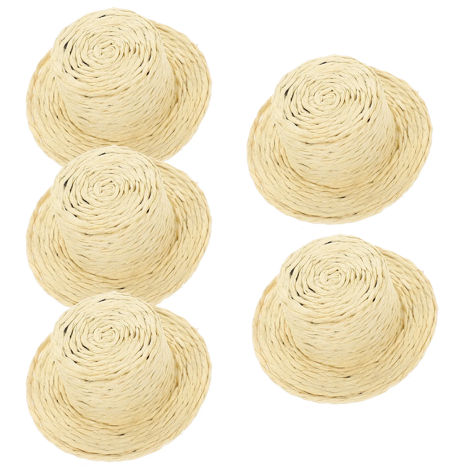 5 قطعة قبعة صغيرة قبعات القش الصغيرة DIY بها بنفسك الحرفية ديكور المنسوجة قبعة صور الدعامة ملحق لوازم ديكور المنزل الطرف