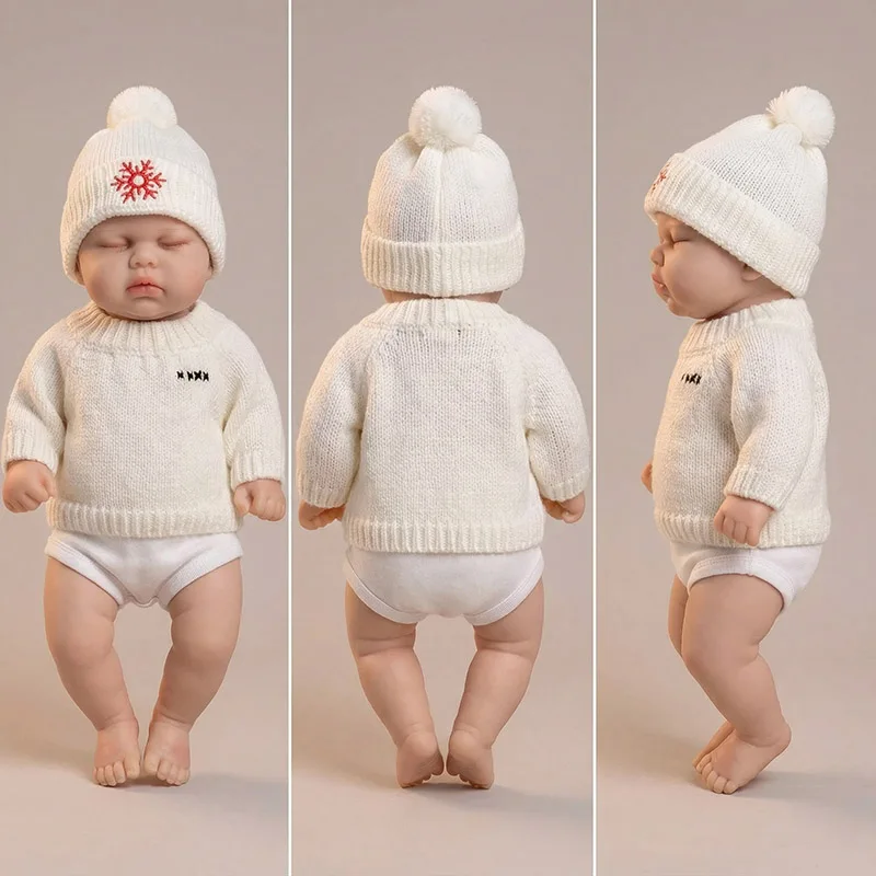 دمية فتاة نائمة من السيليكون بطول 30 سم مع رموش مزروعة