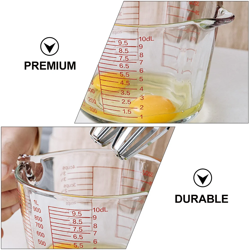 

Glass Measuring Cup with Scale Large Capacity Heat Resistant Thickened Baking Supply for Milk Juice Vinegar Sauce Measurement