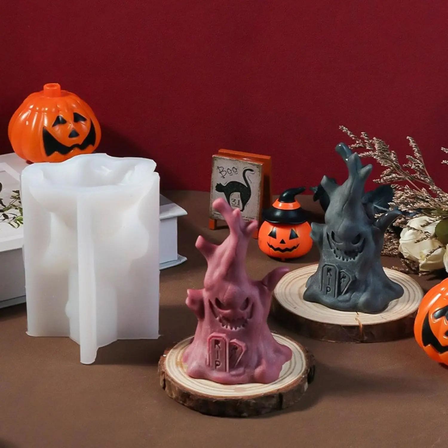 Molde perfumado con temática de Halloween, molde decorativo único de sopa de espectro de silicona para fiesta de Halloween para manualidades