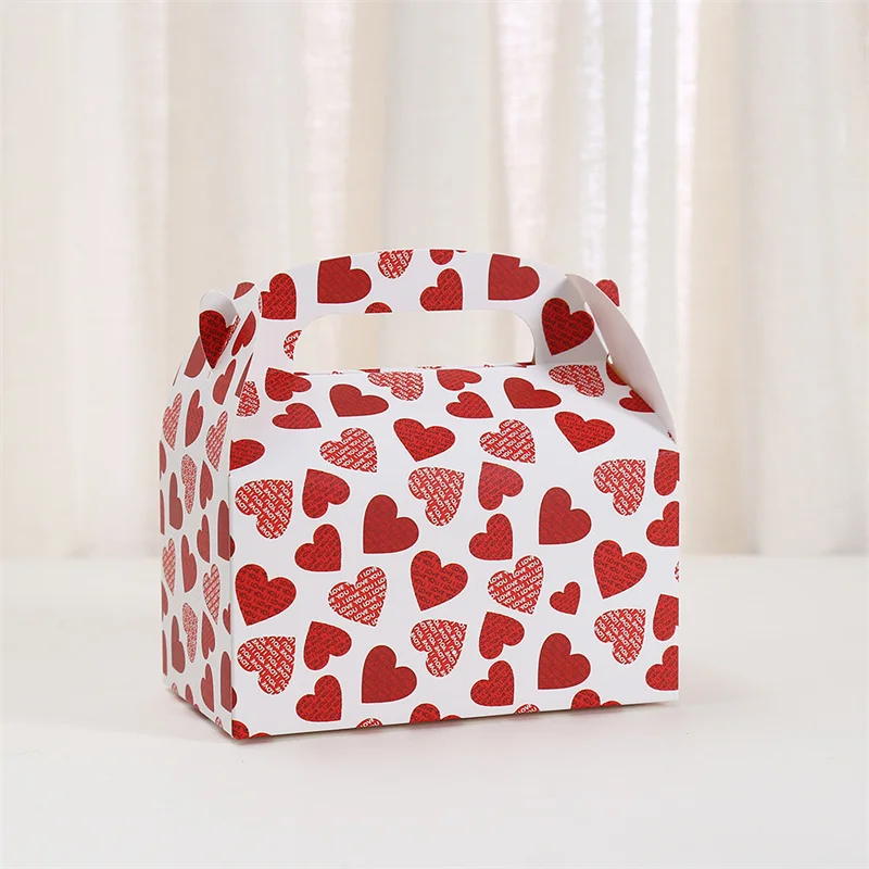 StoBag 12/24pcs Kraft Paper Gift Tote Box Valentine's Day Love Packaging for Cake Candy Food Storage Baking Pouches Party Favor