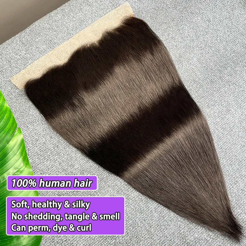 13x4 بوصة الدانتيل الشفاف أمامي عقدة ابيض منتفخة إغلاق الدانتيل # 1B لون طبيعي مستقيم 100% شعر بشري بكر خام