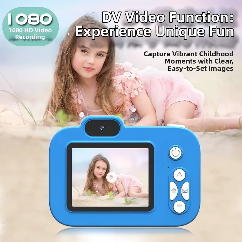 슈퍼 귀여운 어린이 카메라 1080P HD 유아 디지털 비디오 카메라 2.0인치 키즈 카메라 실리콘 케이스 포함 생일 선물용 장난감