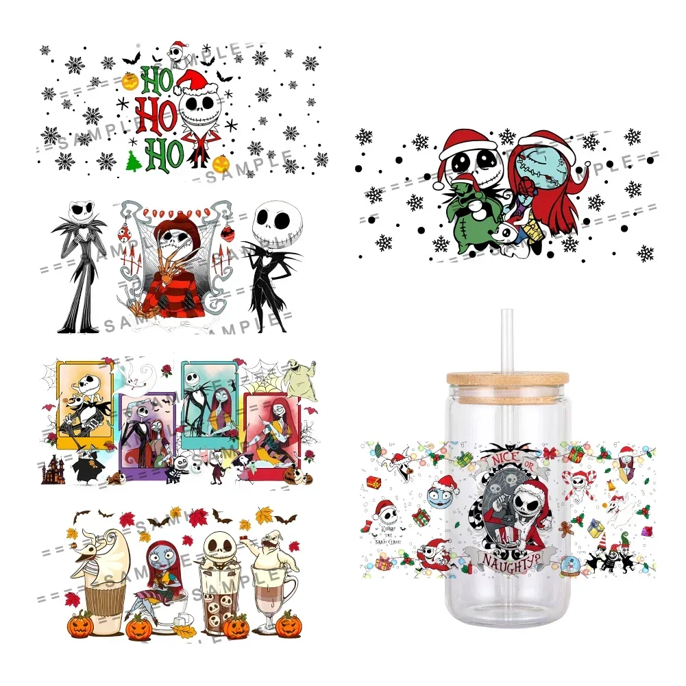 Disney-The Nightmare Before Christmas UV DTF Sticker, Waterproof Transfers Decals for 16oz Glass Cup Wrap Stickers