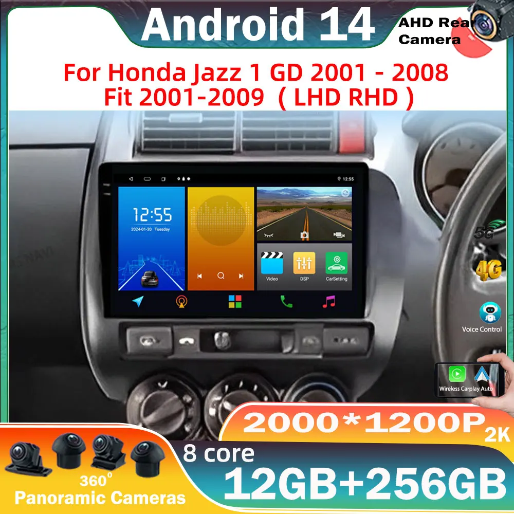 

Android car For Honda Jazz 1 GD 2001 - 2008 Fit 2001 - 2009 LHD RHD Player Stereo DSP Carplay Navigation GPS 4G WIFI BT No 2 din