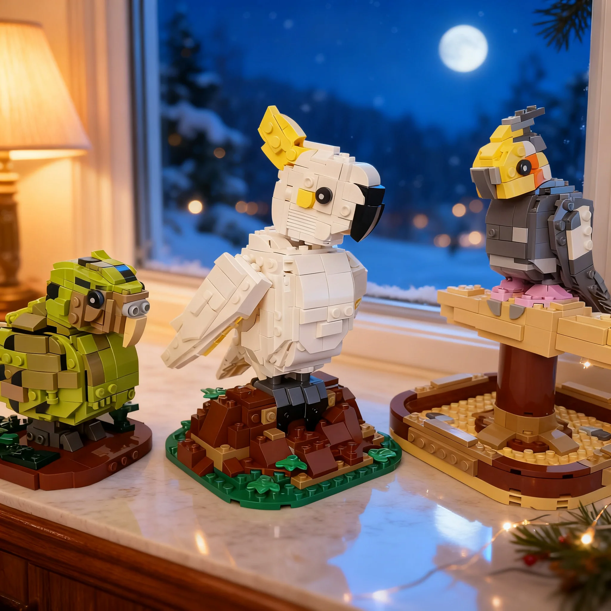 539pcs MOC Sulphur-crested Cockatoo Model Building Blocks Assemble Creative DIY Art Display Collection Craft Education Idea