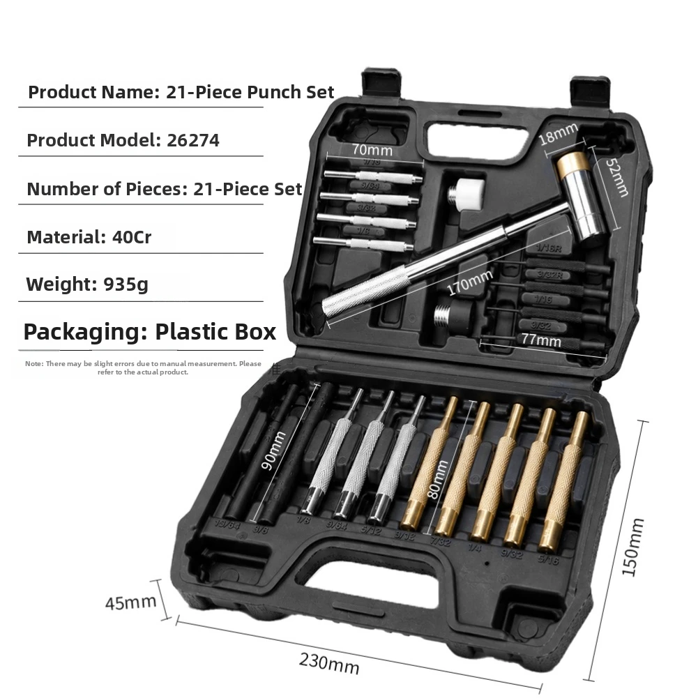 21 Piece For Mechanical Punch Set with Dual-Sided Copper Hammer for Workshop Use and Field Maintenance Applications