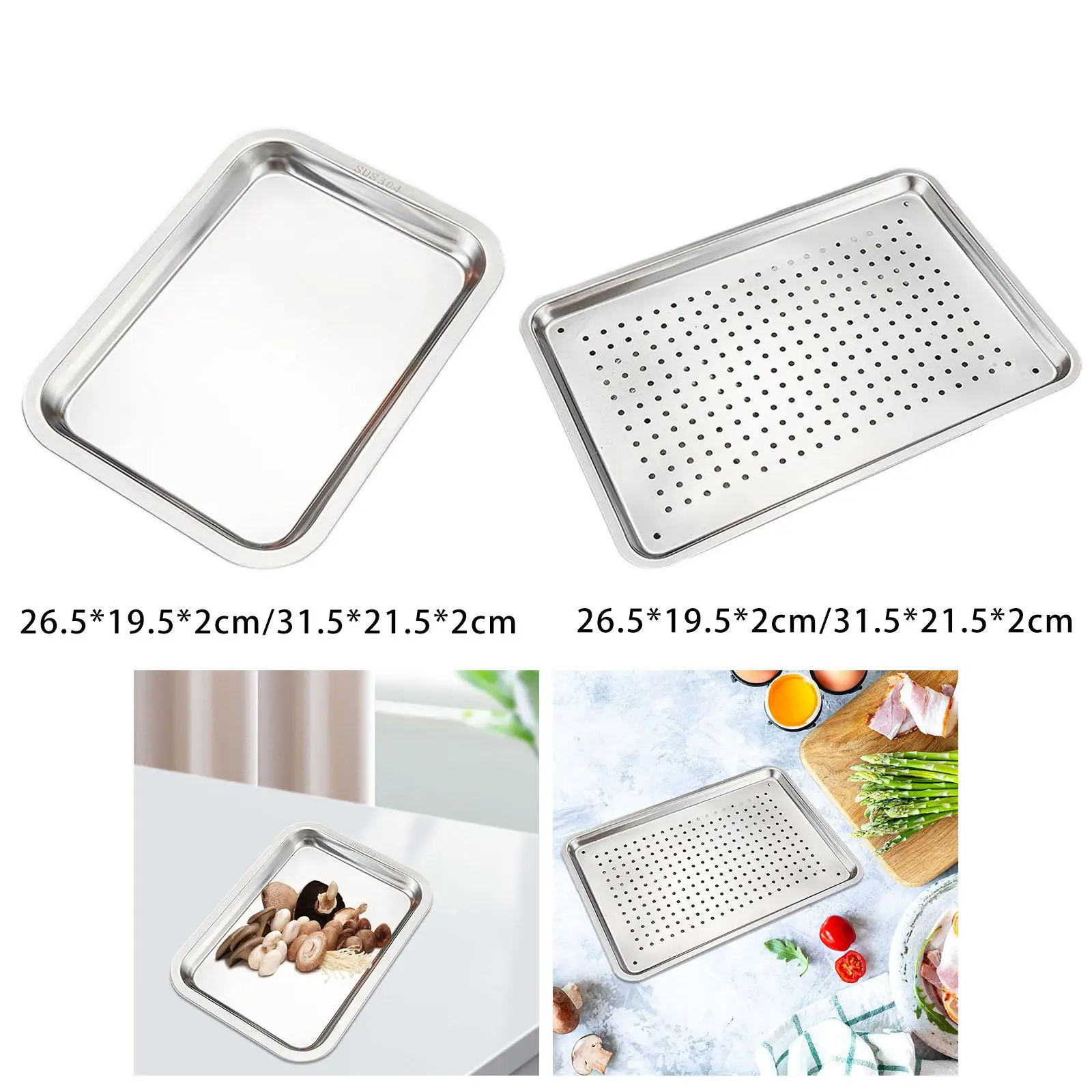 Stainless Steel Baking Pan Tray Cookie Sheet Rectangular Decorative Mirrored Platter for Family Gathering Baking Shop