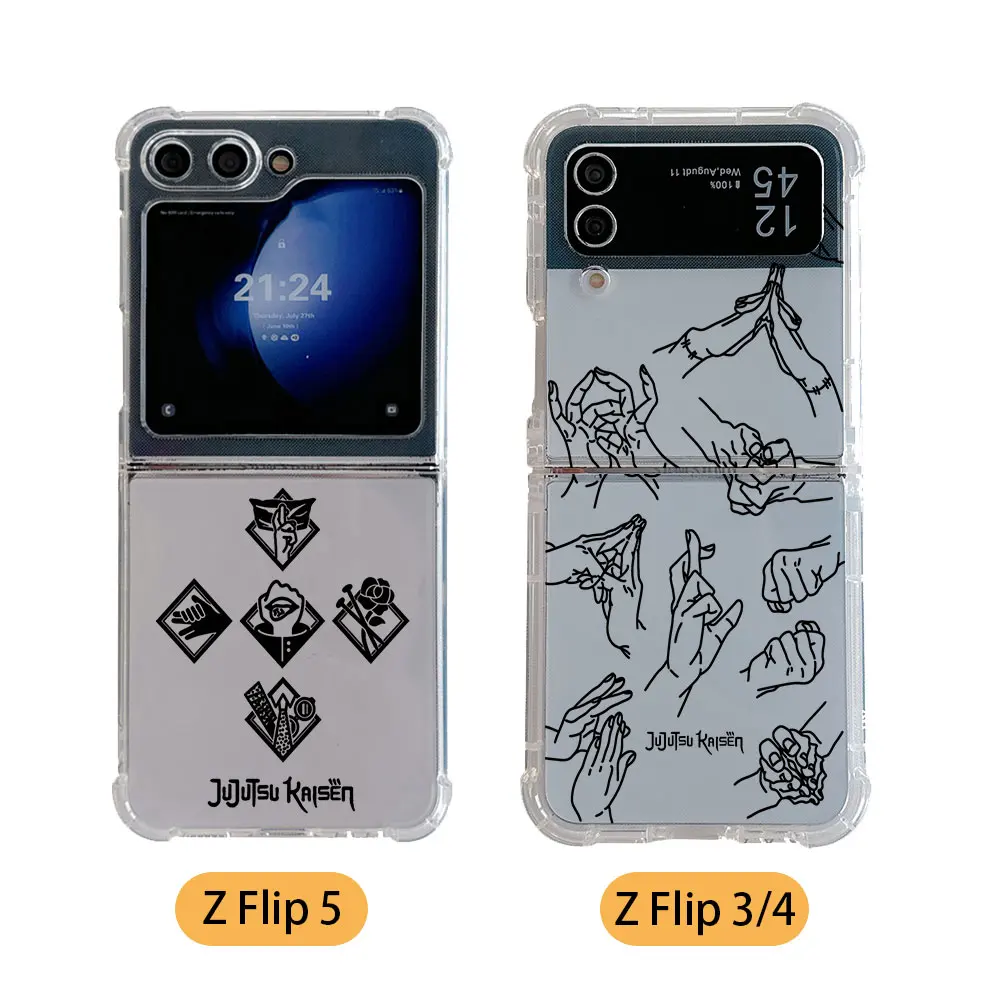 Anime Jujutsus Kaisens Label Phone Case for Samsung Galaxy Z Flip 3 4 Z Flip 5 6 Z Fold 4 5G PC Soft Anti-fall Back Cover
