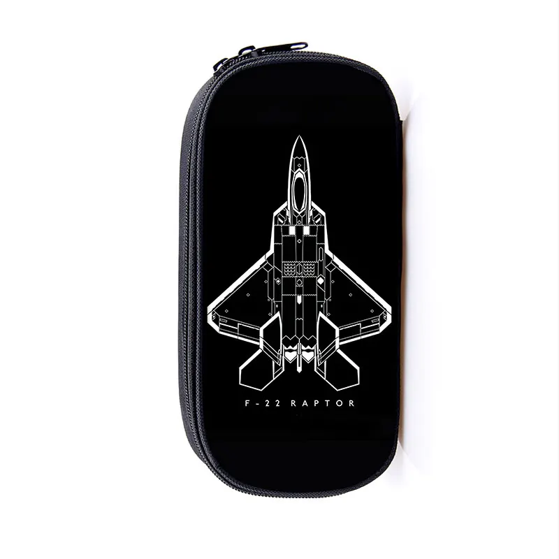 F-15 Eagle Military Fighter Jet Print Cosmetic Case Pencil F-22 Raptor Stationary Bag Teenager Pencil Box School Supplies Gift