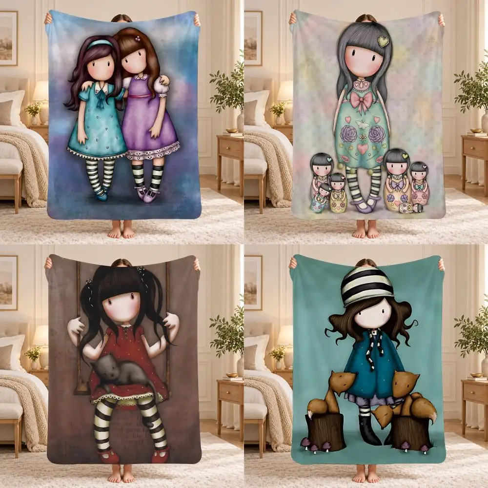 Cartoon Santoro Gorjuss Throw 240g Lightweight Flannel Blanket, Soft Skin Throw Blanket for Sofa Bedroom