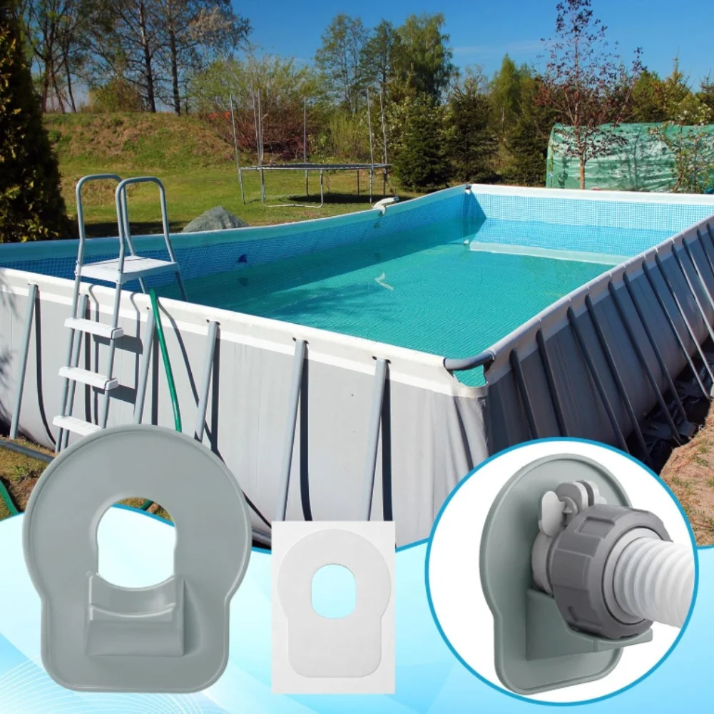 Pool Hose Support Stand with Tape for Inflatable Pools Gray Plastic 1 Inch Hose Compatible 3.14 x 4.4 Inch Frame