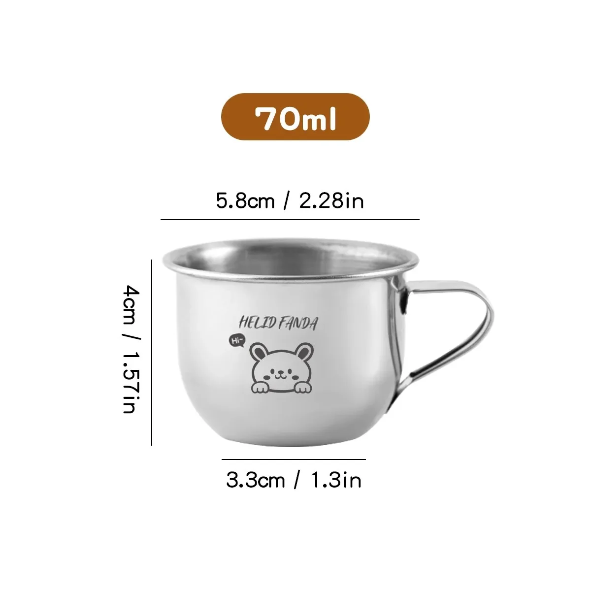 70/200ML Mini Drinkbeker voor Kinderen met Handvat, 304 RVS Waterbeker, Anti-Verbranding & Anti-Vallend, Tumbler, Melk- en Koffiemok