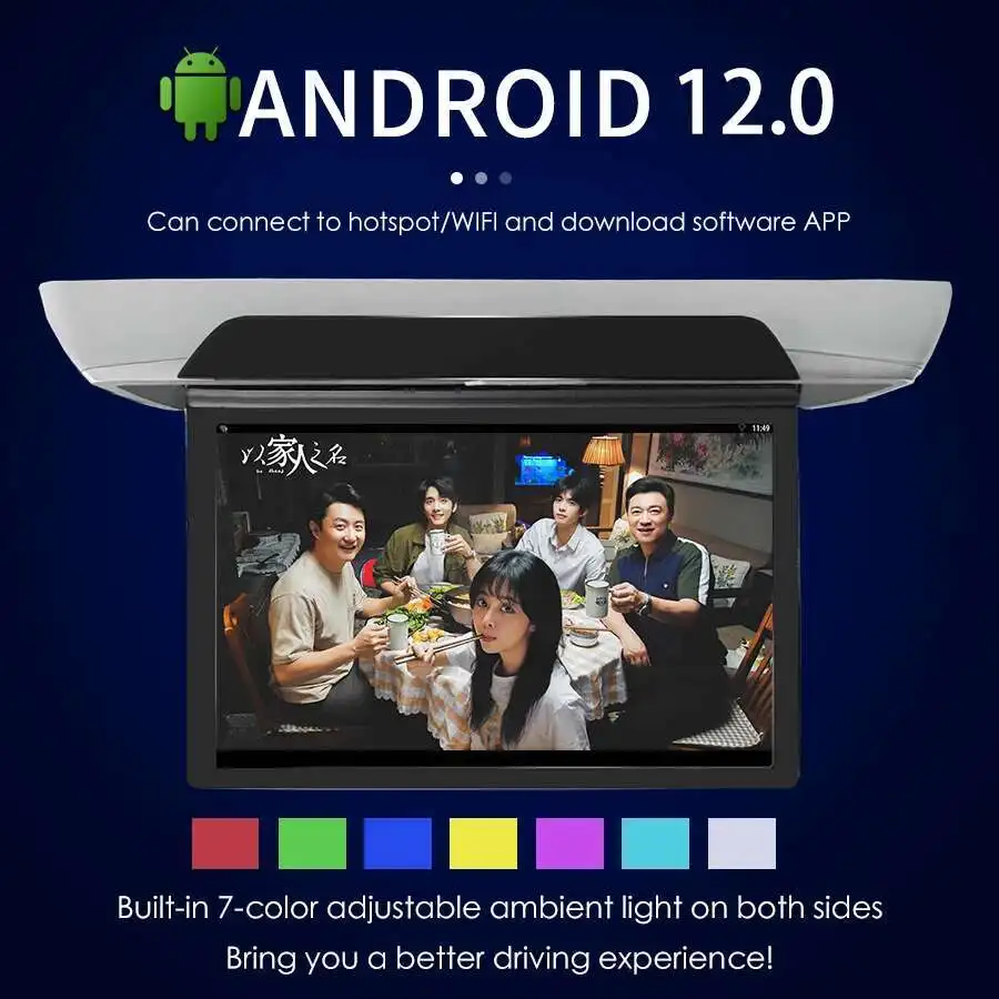17,3 pulgadas/19,5 pulgadas 1920*1080 Monitor de techo de techo pantalla táctil IPS Android12 reproductor de vídeo Multimedia Mirror Link Control remoto