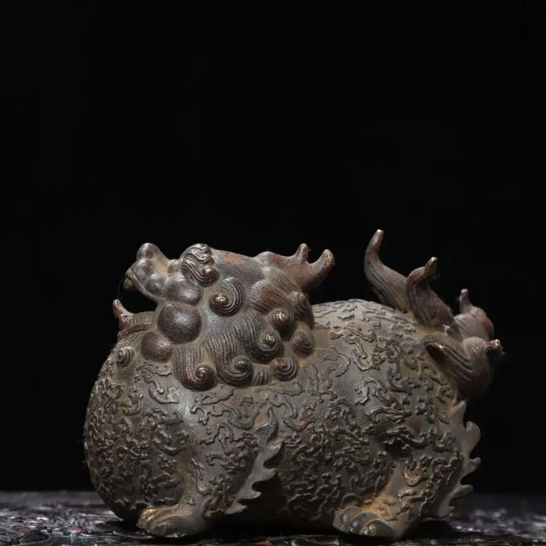 Brass Liu Tuojin Painted Pixiu Ruibeast Ornament Living Room Desk Decoration Store Entrance Bogu Supplies 15cm