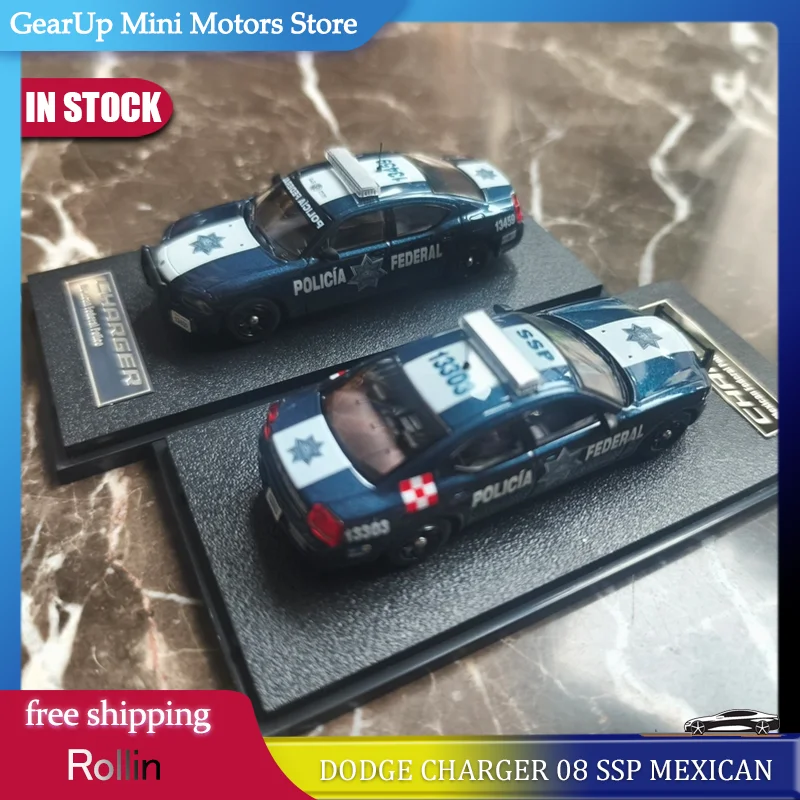 

Rollin PF 1:64 Dodge Charger 08 SSP Mexican Federal Police 2-Car Set Diecast Alloy Police Vehicle Model Collectible Gift