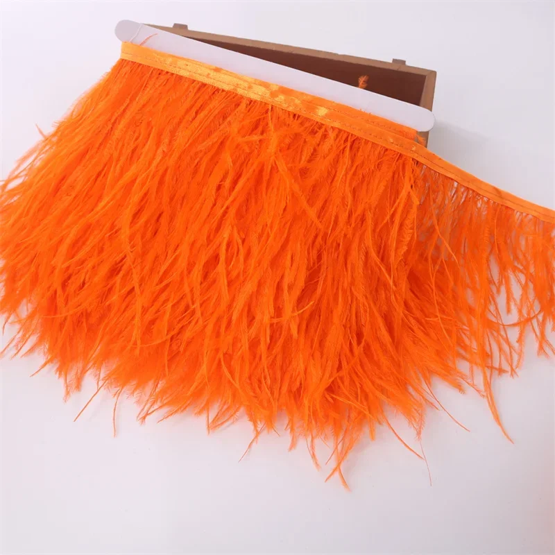 1Meters Ostrich Feathers Trim Width 10-15cm Black Feathers for Crafts Ostrich Feather Fringe Trim Ribbon Plumas Plume Decoration