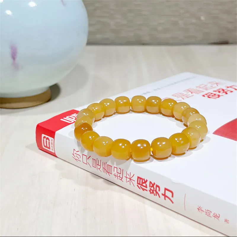 Imitation Hetian Afghan Qemel Sugar Jade Men And Women, Old-Style Bead Bracelet