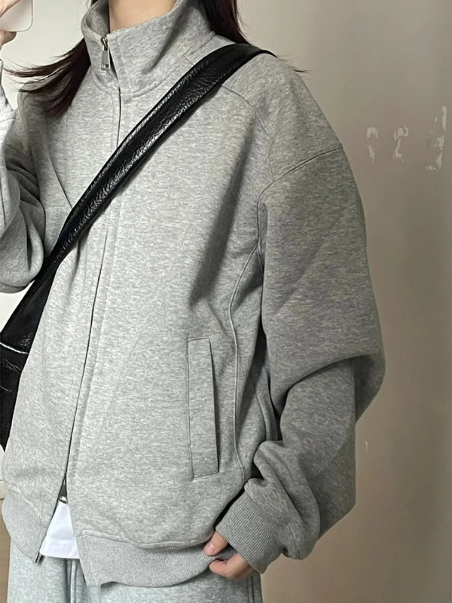 

Мужская толстовка на молнии из плотного материала, повседневная, с воротником-стойкой, модная, удобная, для осени, хлопок/полиэстер