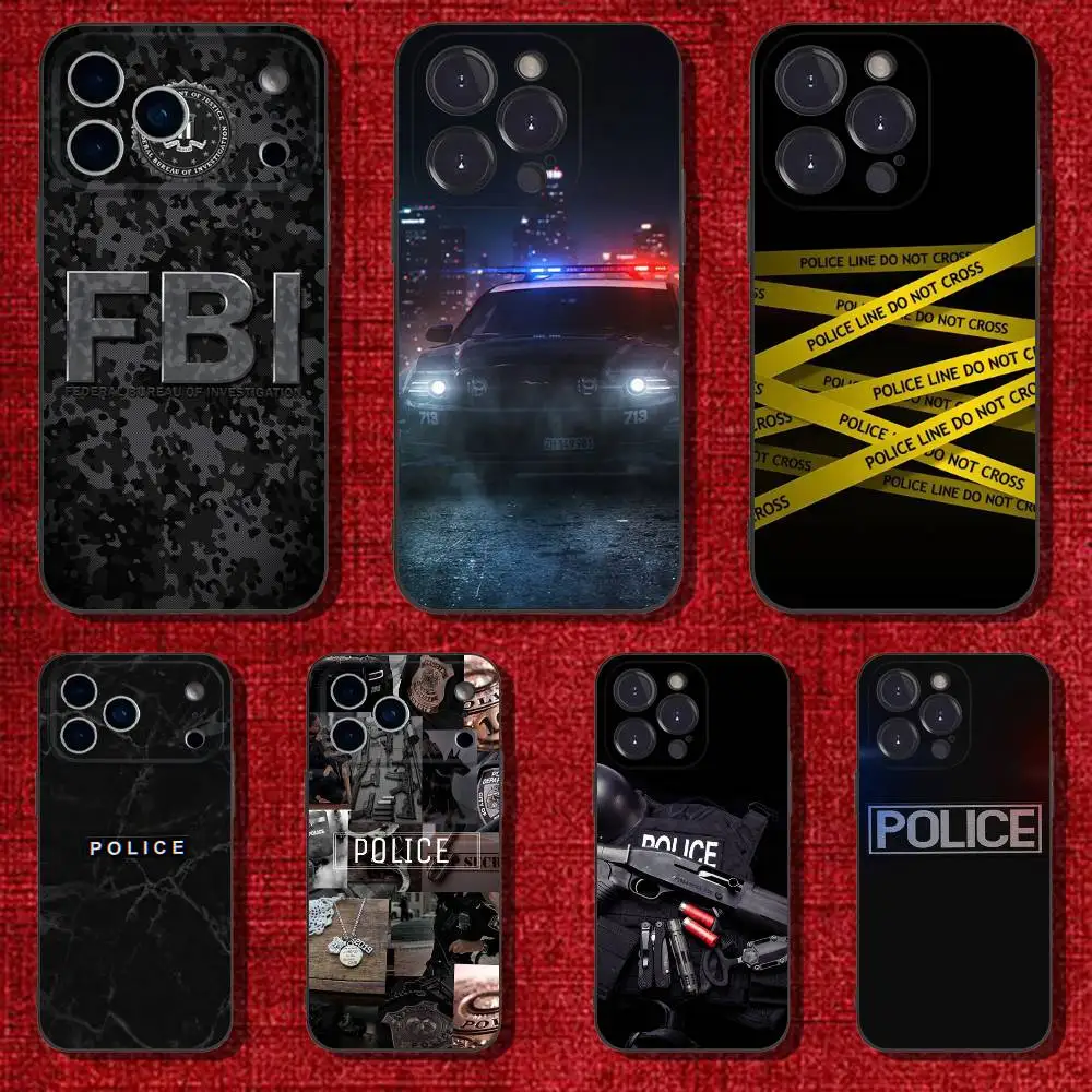 

Police Symbol Phone Case For iPhone 6,17,16,15,14,13,12,11 Plus,Pro Max,XS,X,XR,SE,Mini,8,7,Soft Silicone Black Cover