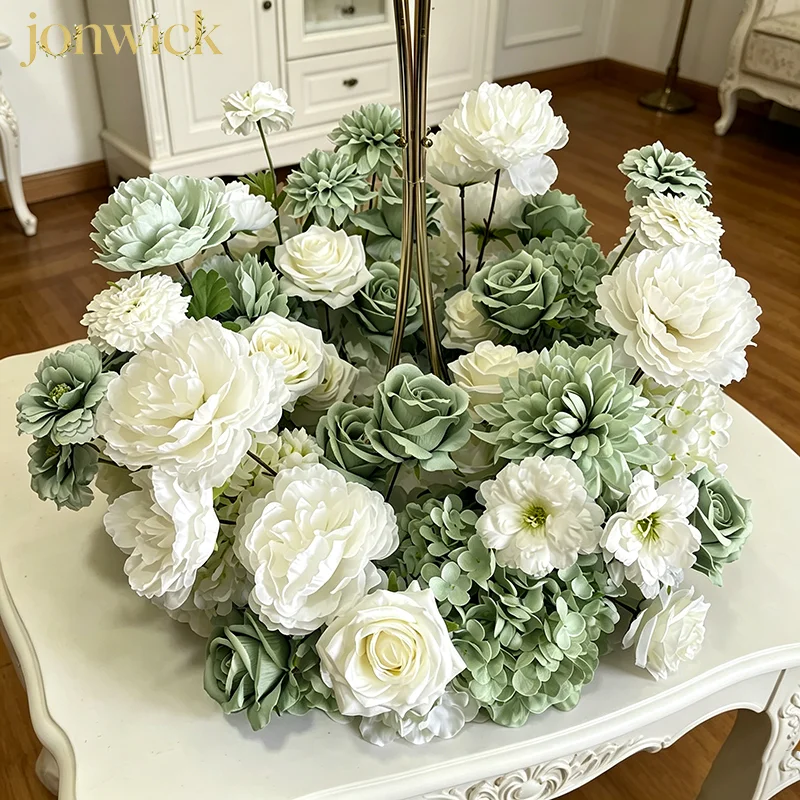 Gelb/Weiß/Rosa/Grün 30-60CM Maßgefertigte Künstliche Blumen Hochzeitsdekoration Tischdekoration Kranz Blumenarrangements Party-Requisiten – Detail 4