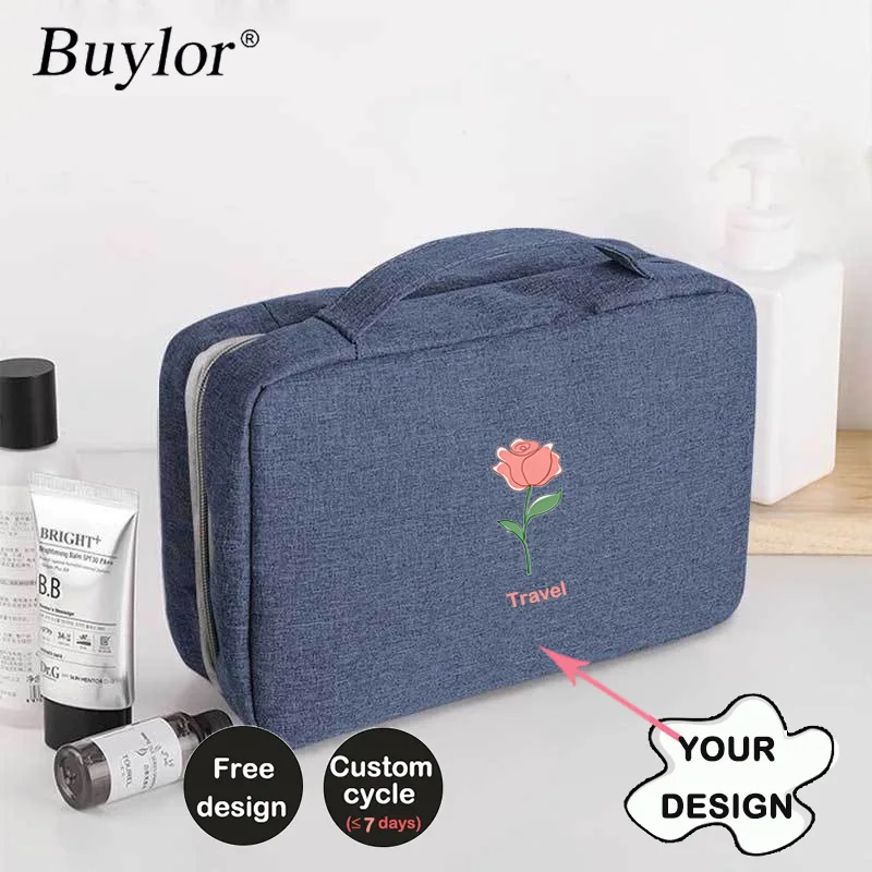 Buylor Foldable Travel Cosmetic Bag Men Women Waterproof Toiletry Bag Dry Wet Separation Makeup Bag for Vacation Business Trip