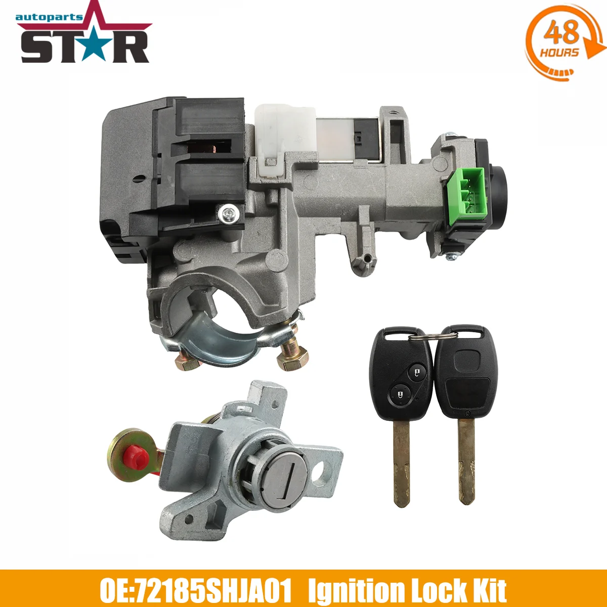 

4 шт., цилиндр замка зажигания с 2 ключами 72185-SHJ-A01 для Honda Odyssey 3,5 л V6 2005-2010 годов, комплект замка зажигания