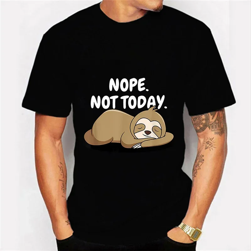 Nope Not Today Graphic Tshirt Funny Lazy Sloth Tshirt Fashion Harajuku T-shirt Oversize Men Brand T-shirt Hip Hop Tshirt Vintage