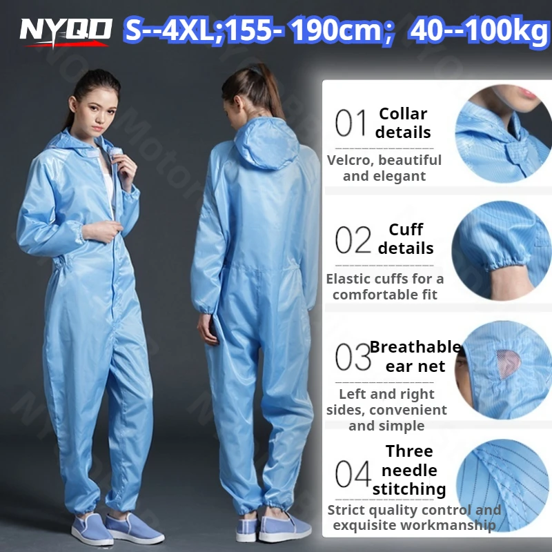 Workwear Integrated Dust-free Purification Suit Anti-static Integrated Suit Clean Dust-proof Protective Work Suit