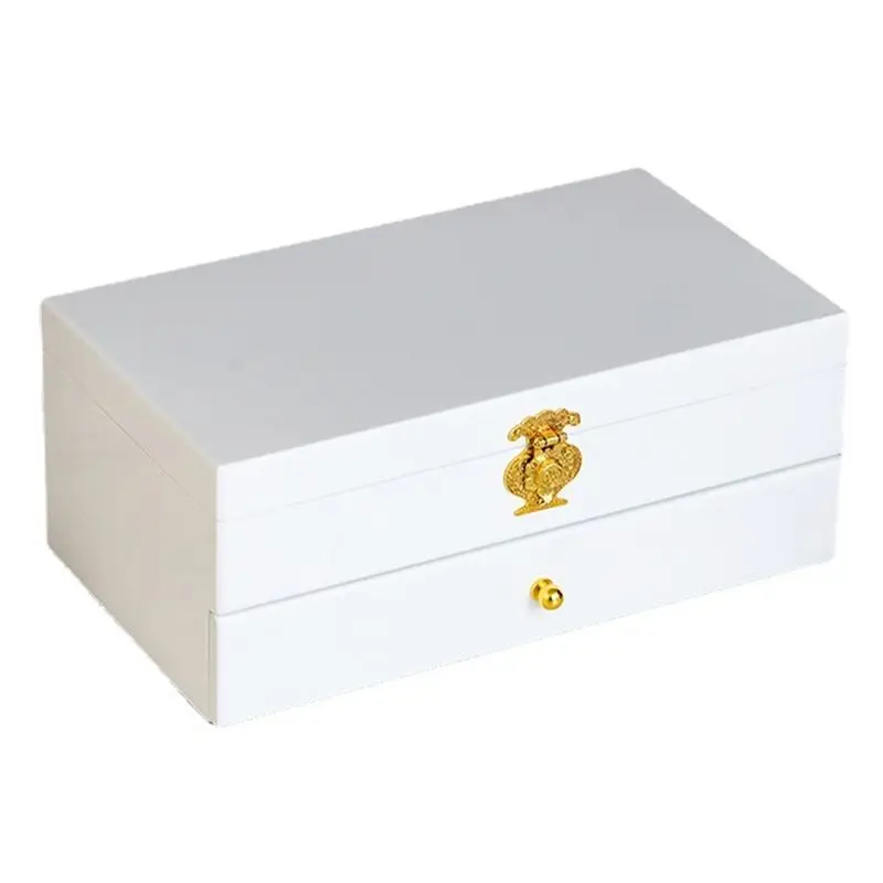 

A09P Solid Wood Jewelry Box Storage Box Jewelry Double Layer Hand-Pull Wooden Hand Jewelry Box