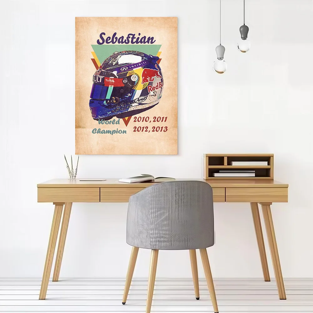 Sebastian Vettel Helmet Poster Canvas Wall Art Personalized Print Modern Painting Perfect Gift for Aesthetic Decoration Bedroom