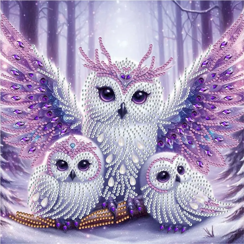 

GATYZTORY 5D Diamond Embroidery Purple Owl Special Shaped Diamond Painting Cross Stitch Crystal Diamond Picture Home Decor ﻿