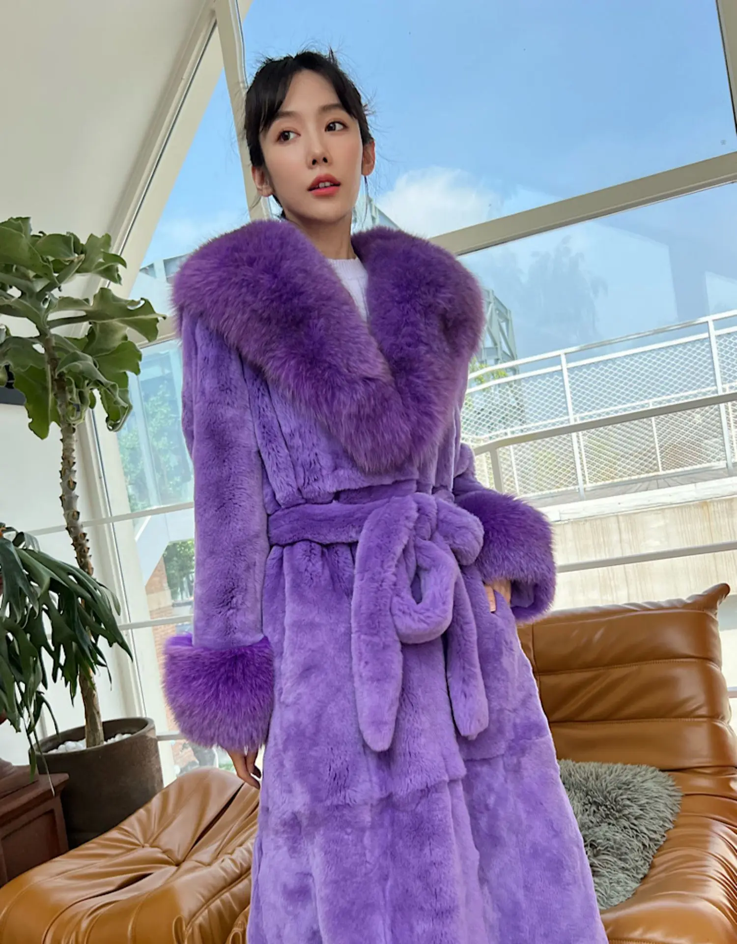 Women's Parker Winter Fur Warm Large Size Solid Color Fur & Faux Fur Women New Casual Long Sleeve Temperament Women Fur Coat Y72