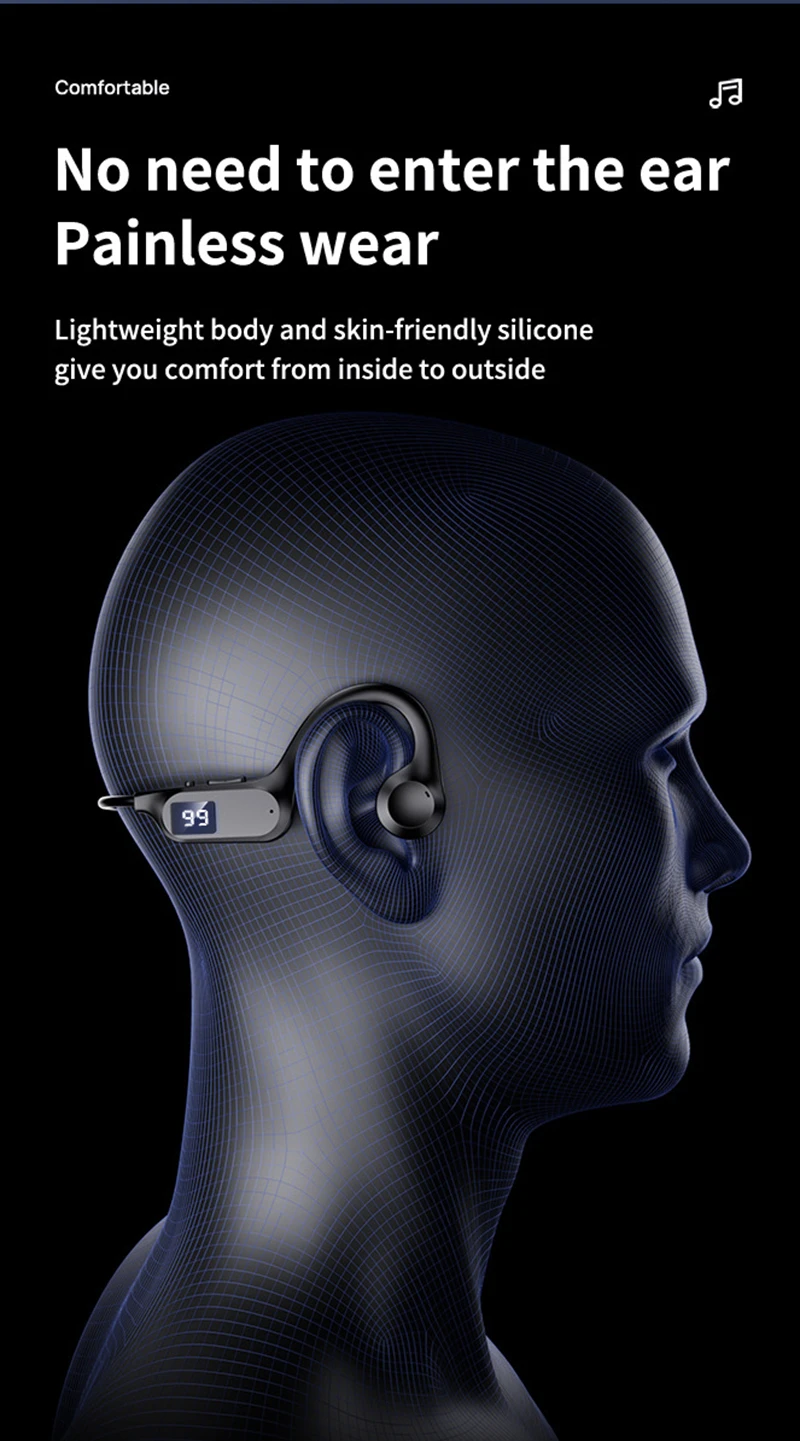 Original Lenovo True Bone Conduction Headset IPX8 Bluetooth 5.3 Wireless Headphone with Microphone Waterproof Exercise Fitness