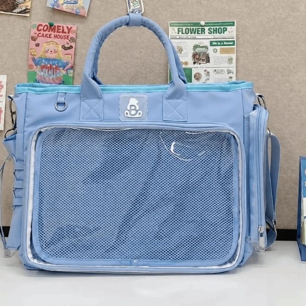 Square Shape Female Transparent Backpack Lightweight Large Capacity Multifunctional Shoulder Bag Versatile Adjustable Strap