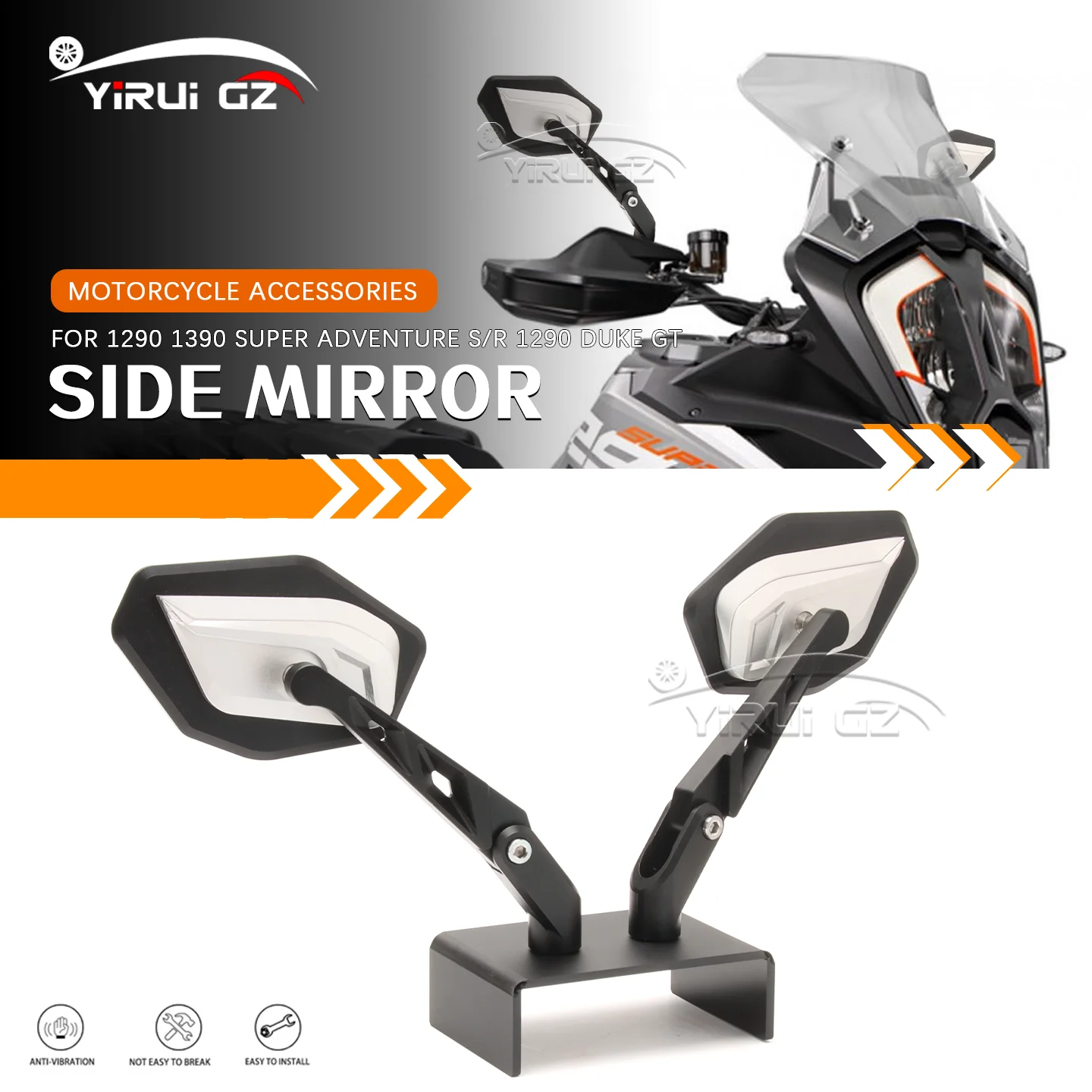 CNC Aluminum Foldable Rearview Mirror Adjustable Side Mirror Motorcycle Accessories For 1290 1390 Super Adventure S / R DUKE GT
