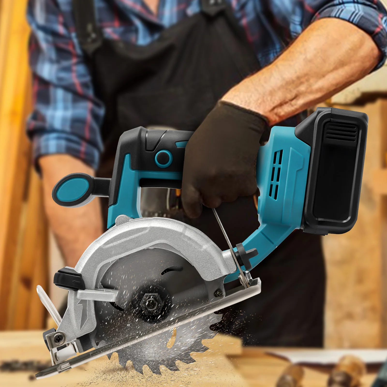 

Circular Saw - 4.9″ Cordless Circular Saw Band 4.0Ah Lithium Battery, 4000RPM 0-45° Bevel Cutting, Wood Metal Cutting Tool