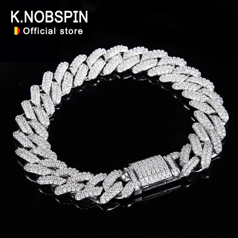 New All Moissanite Cuban Hip Hop Bracelet for Men 6mm 8mm Full Diamond with GRA 925 Sterling Silver Teen Girls Chain