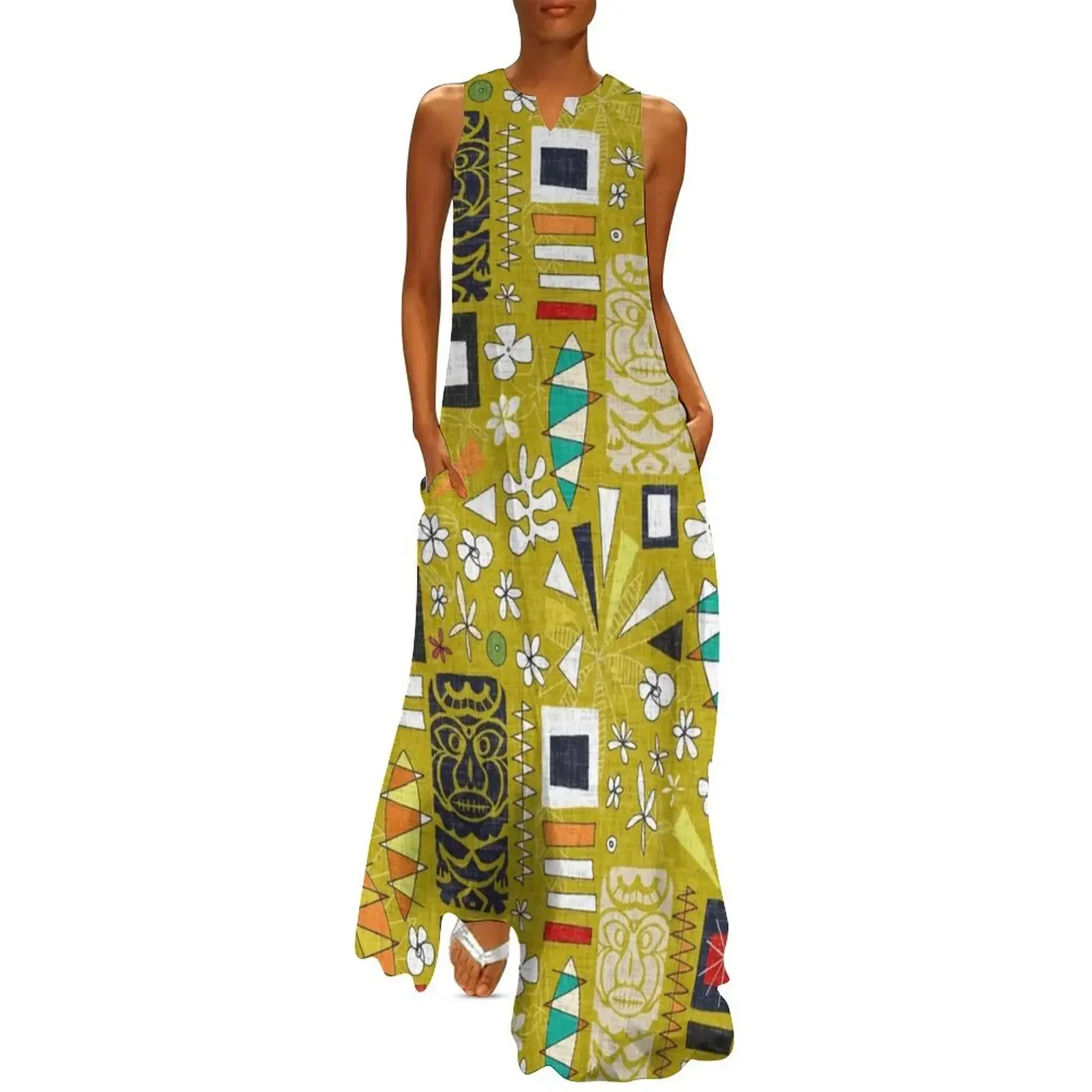 

tiki yellow Long Dress luxury dress sensual sexy dress for women women's dresses luxury