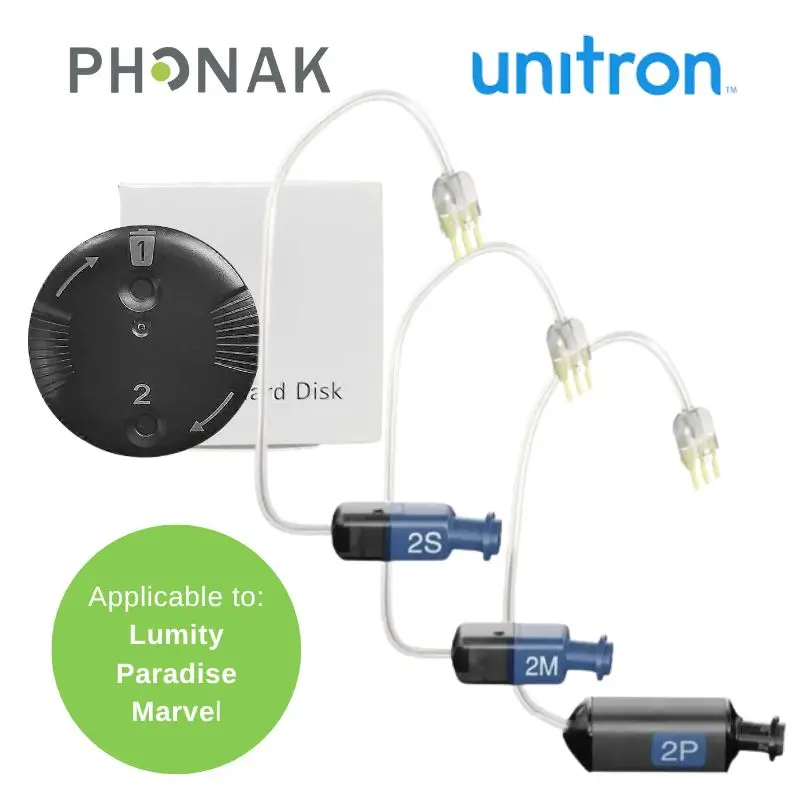 Phonak Unitron Hearing Aid SDS 4.0 Replacement Receiver Size 2 Standard Power RIC Wire Receiver with 1 Pack CeruGuard Wax Guard