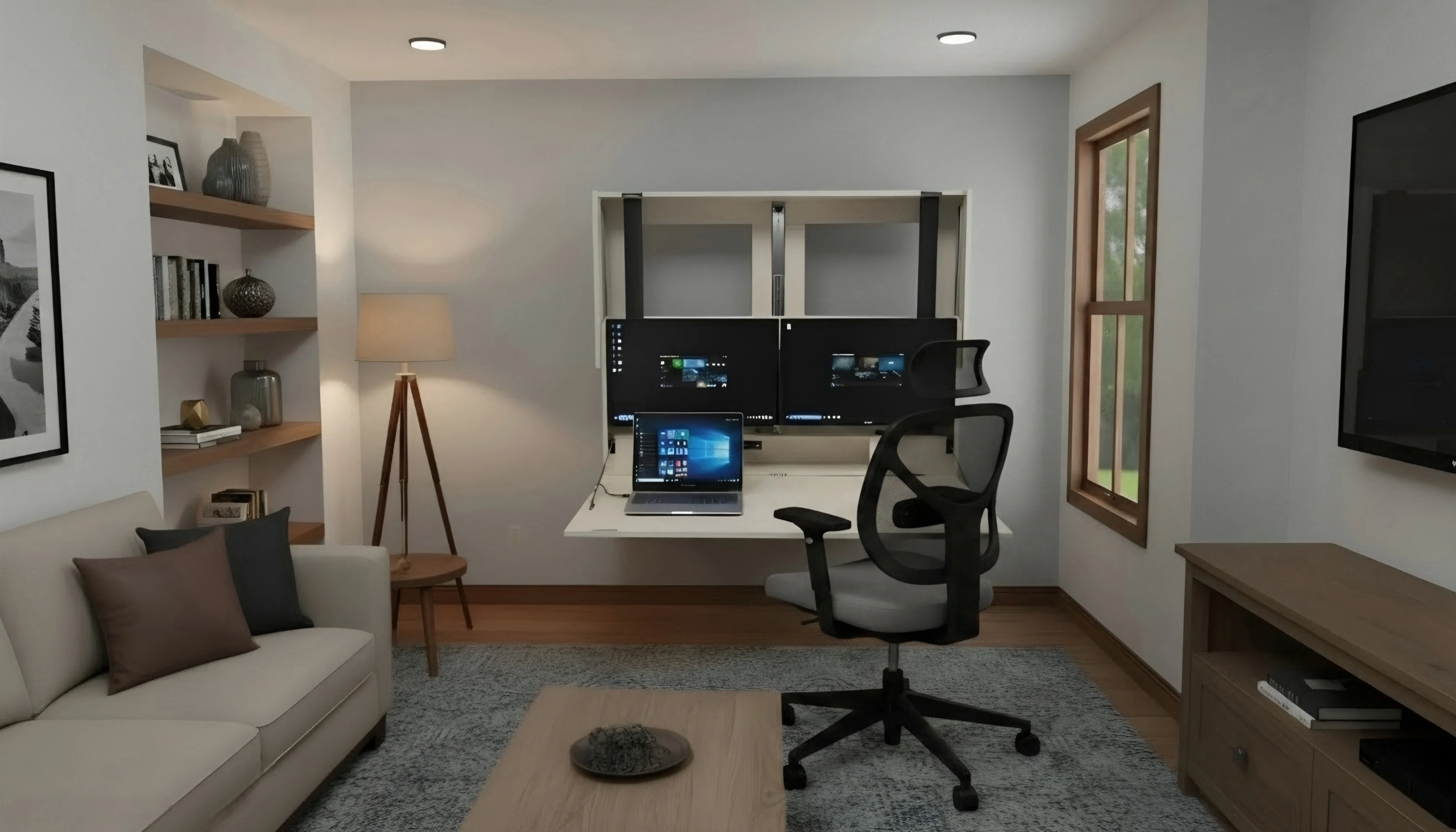 محطة عمل قابلة للطي مزودة بشاش - مراجعة Home Office With Two Desks وسعره