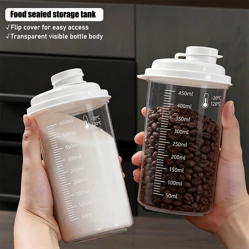 Plastic Sealed Tank Large Capacity Crisper Kitchen Organize Grain Storage Box With Scale Sealed Box Clear Jar Spice Container