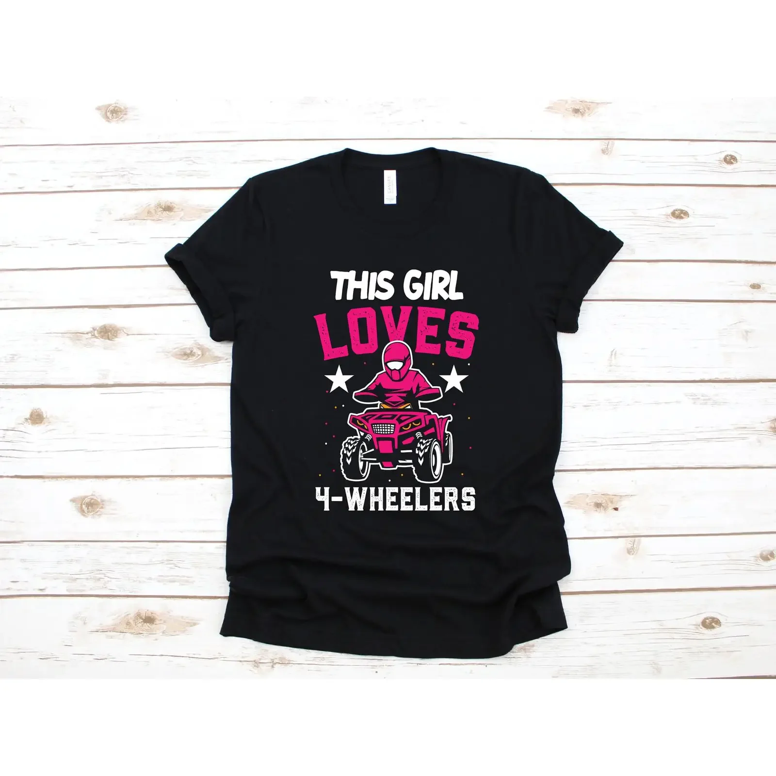 This Girl Loves 4 Wheelers Cute ATV T Shirt Women Casual Off Road Four Wheeler Tops Kid SweaT  vintage Washed Comfortable Soft