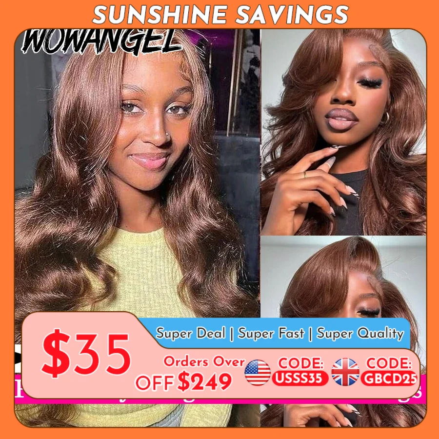 250% Pre Everything 13x6 HD Lace Frontal Wigs Chocolate Brown Body Wave Wigs Melt Skins Human Hair Wigs Pre Plucked For Woman
