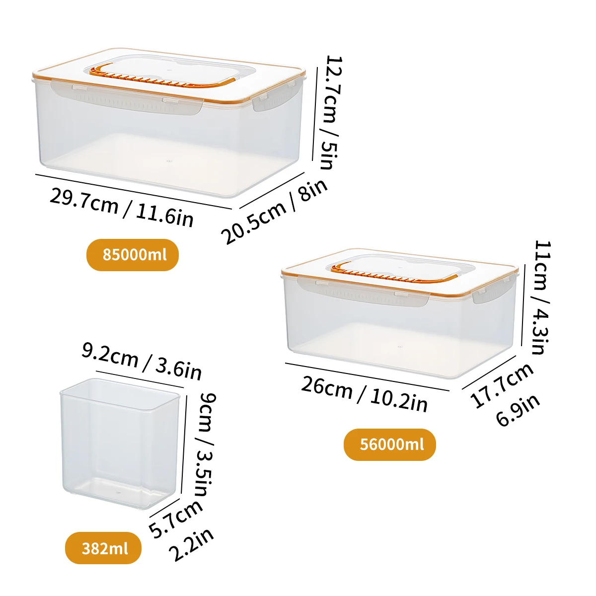 WORTHBUY Large Capacity Divided Storage Box With Lid Portable Organizer Box For Spice Transparent Fresh-Keeping Box With Handle