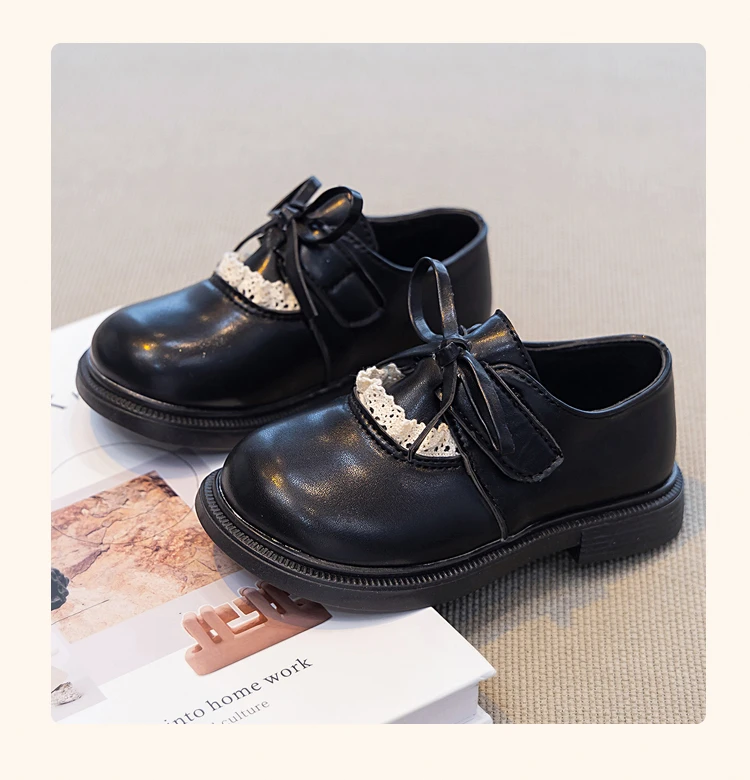 Flache Kinderschuhe, einfarbig, vielseitig, Lederschuhe für Mädchen, runde Zehen, weiche Sohle, 2026, brandneue Prinzessinnenschuhe für Kinder, rutschfest. – Detail 3