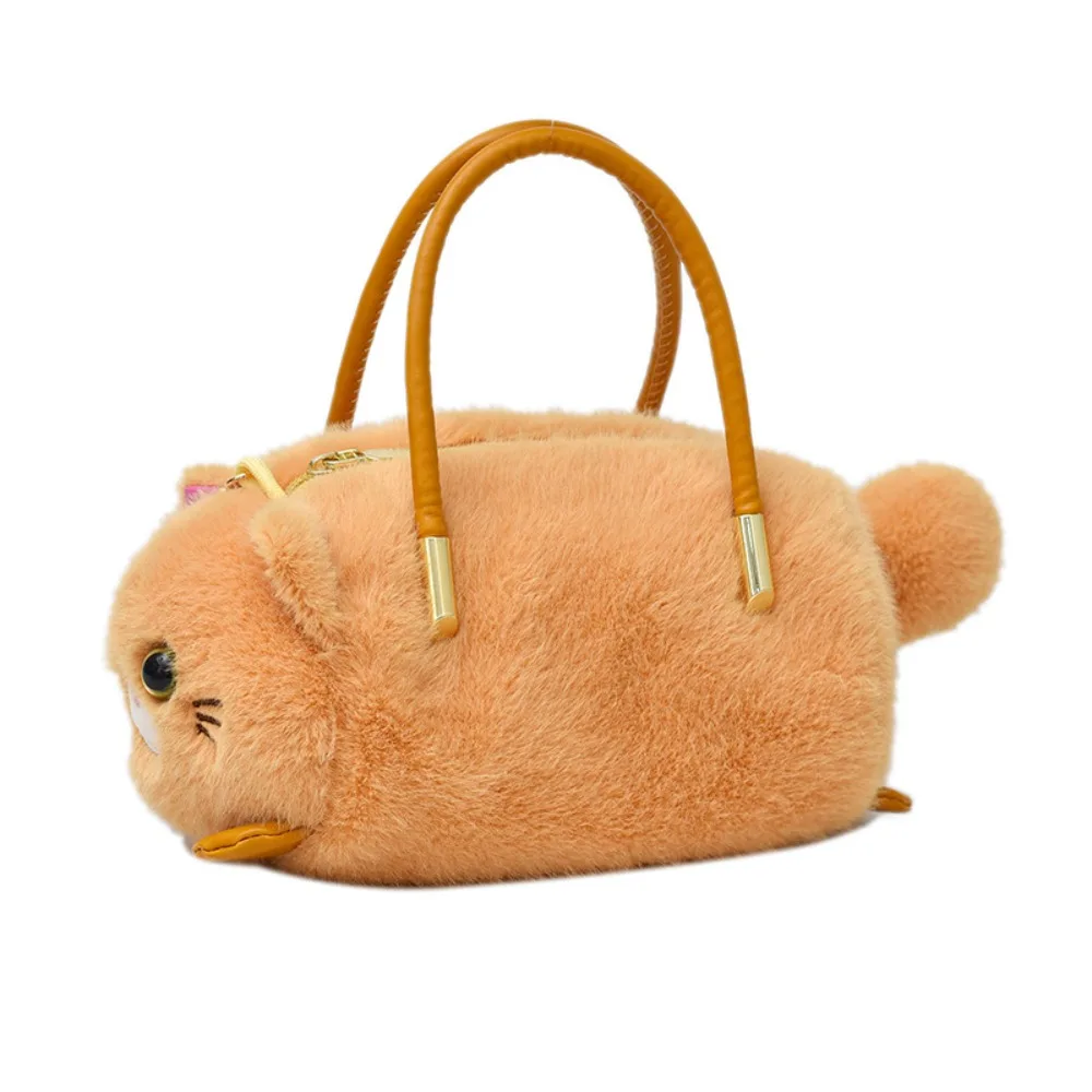 

Fashion Designer Cat Cross bag Fluffy Fur Casual Simulated Cat Bag Zipper Small Cute Women's Handbag for Ladies